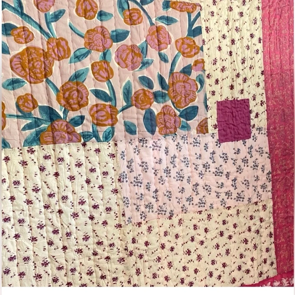 Anthropologie Marvele Patchwork Bed Blanket 60” x 80” NWT